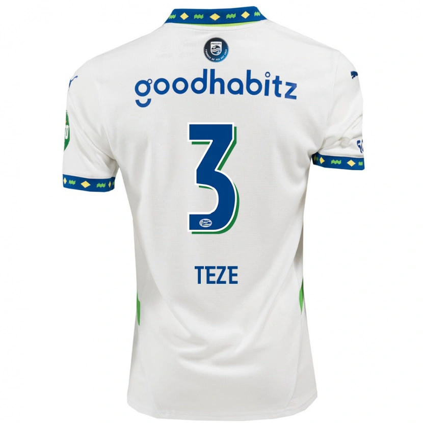 Danxen Bambino Maglia Jordan Teze #3 Bianco Blu Scuro Kit Gara Third 2024/25 Maglietta