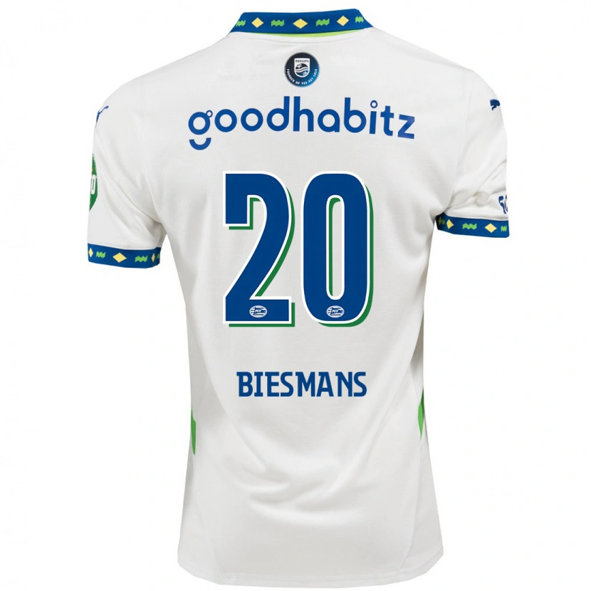 Danxen Bambino Maglia Julie Biesmans #20 Bianco Blu Scuro Kit Gara Third 2024/25 Maglietta