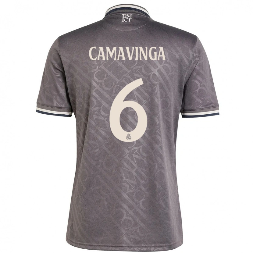 Danxen Bambino Maglia Eduardo Camavinga #6 Antracite Kit Gara Third 2024/25 Maglietta
