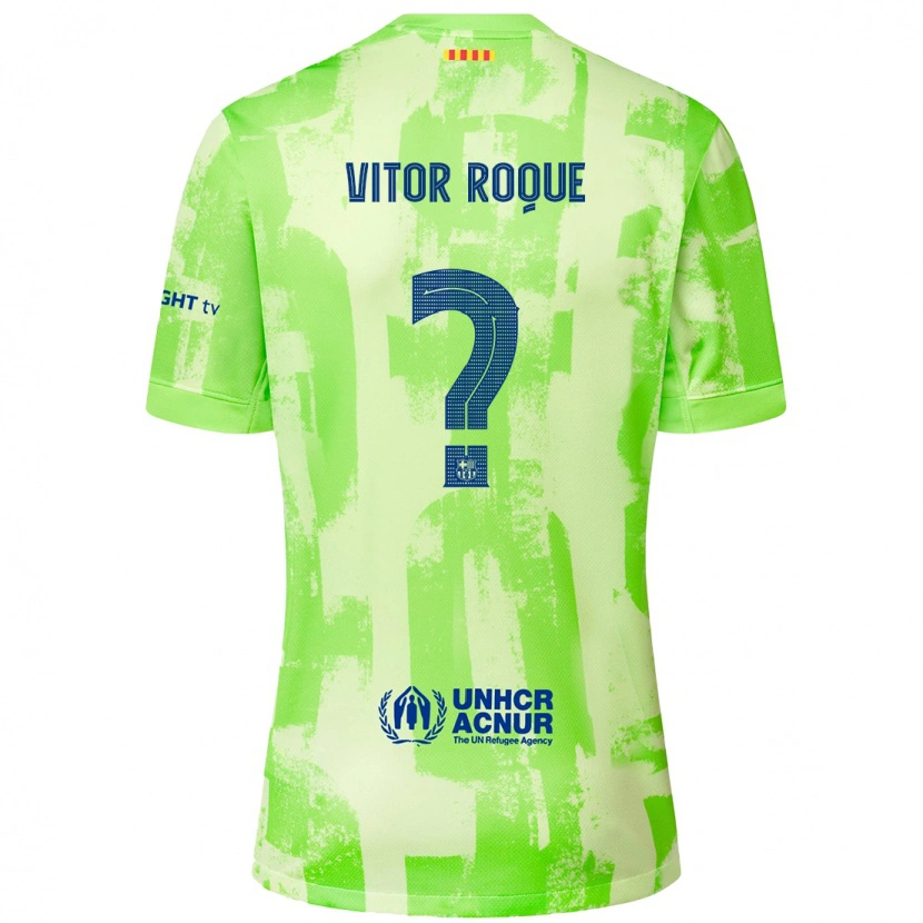 Danxen Bambino Maglia Vitor Roque #8 Lime Kit Gara Third 2024/25 Maglietta