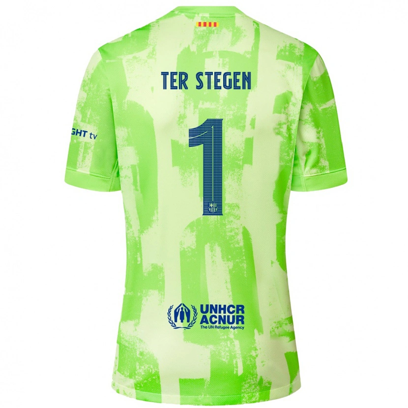 Danxen Bambino Maglia Marc-André Ter Stegen #1 Lime Kit Gara Third 2024/25 Maglietta