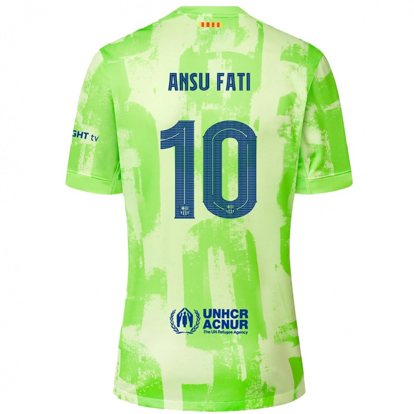 Danxen Bambino Maglia Ansu Fati #10 Lime Kit Gara Third 2024/25 Maglietta