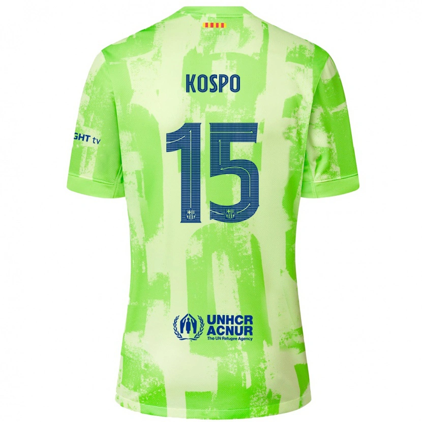 Danxen Bambino Maglia Eman Kospo #15 Lime Kit Gara Third 2024/25 Maglietta