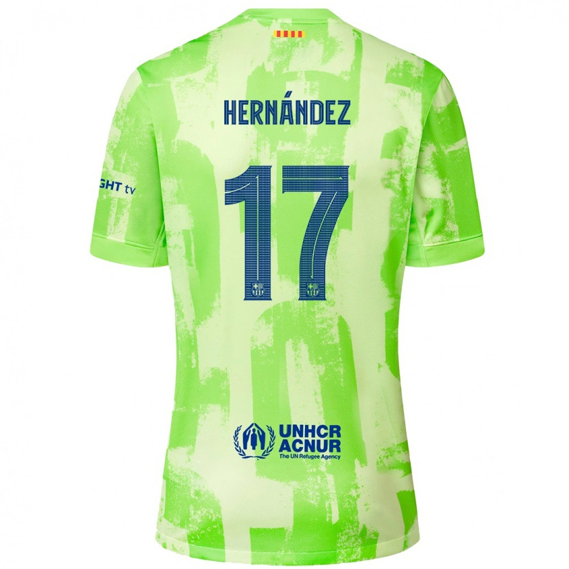 Danxen Bambino Maglia Juan Hernández #17 Lime Kit Gara Third 2024/25 Maglietta
