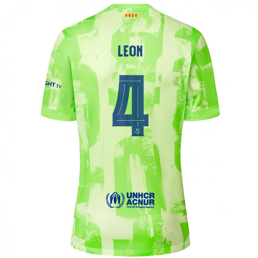 Danxen Bambino Maglia Mapi León #4 Lime Kit Gara Third 2024/25 Maglietta