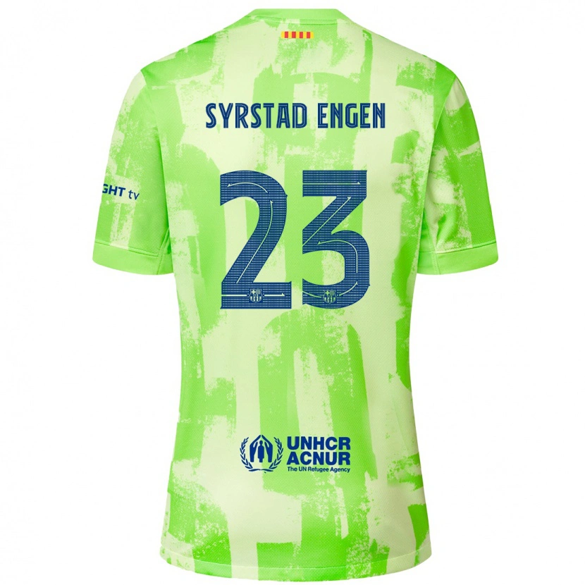 Danxen Bambino Maglia Ingrid Syrstad Engen #23 Lime Kit Gara Third 2024/25 Maglietta