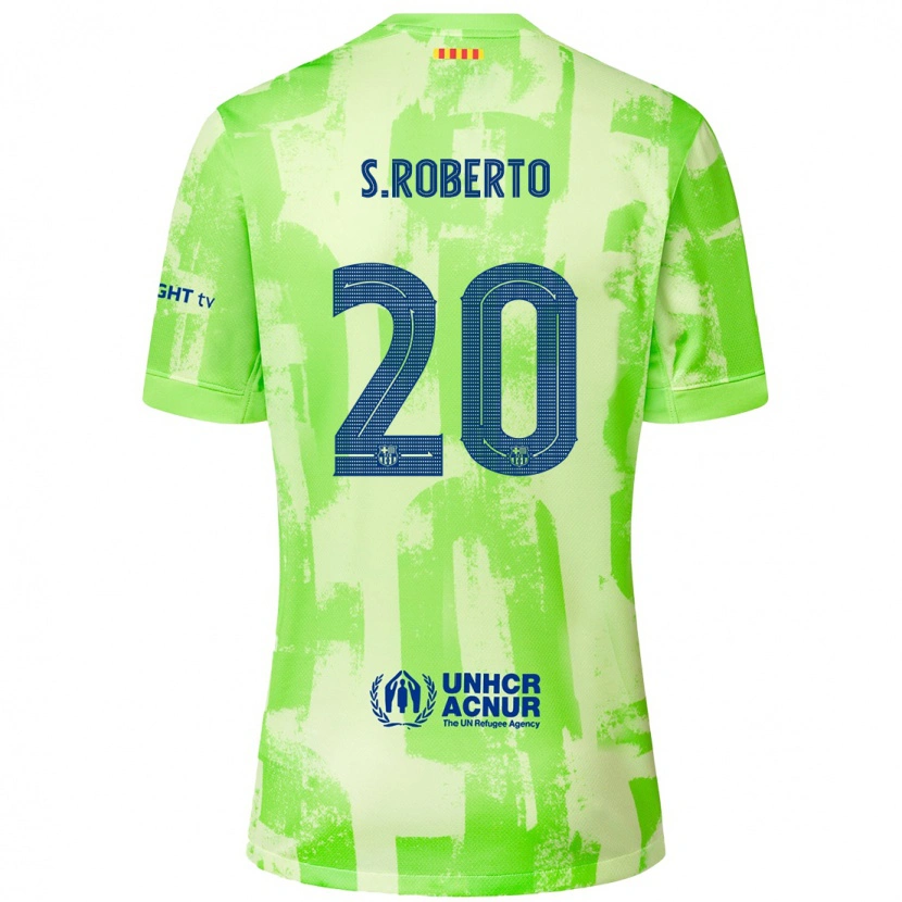 Danxen Bambino Maglia Sergi Roberto #20 Lime Kit Gara Third 2024/25 Maglietta