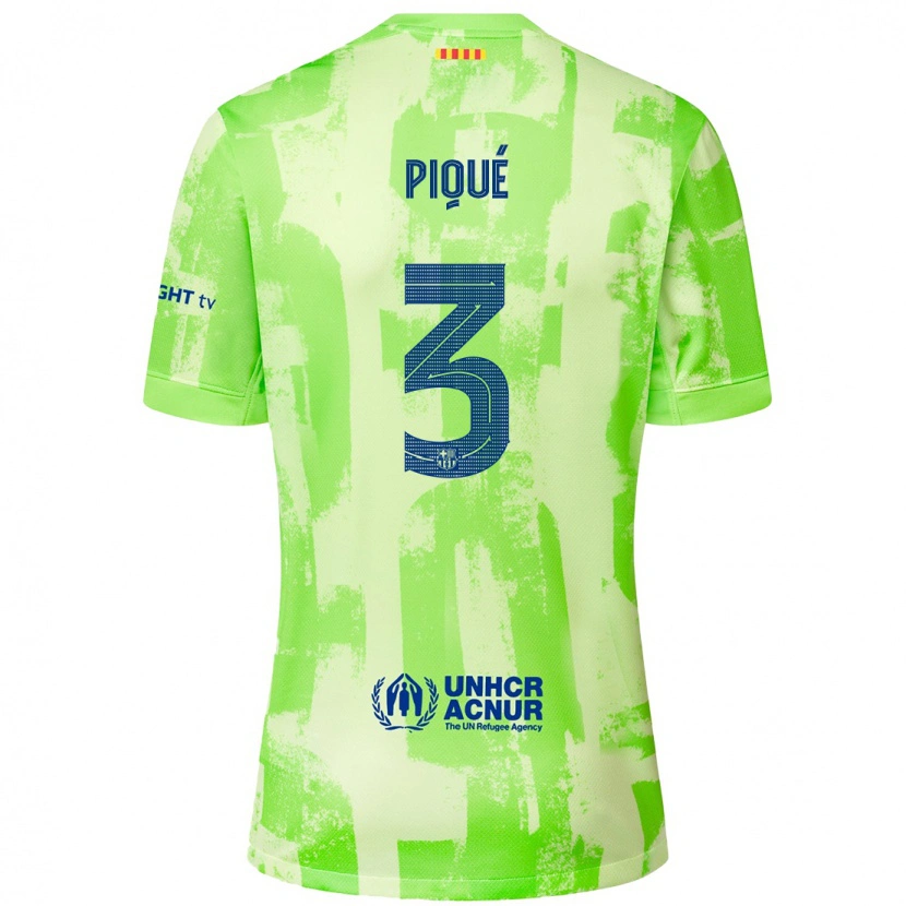 Danxen Bambino Maglia Gerard Pique #3 Lime Kit Gara Third 2024/25 Maglietta