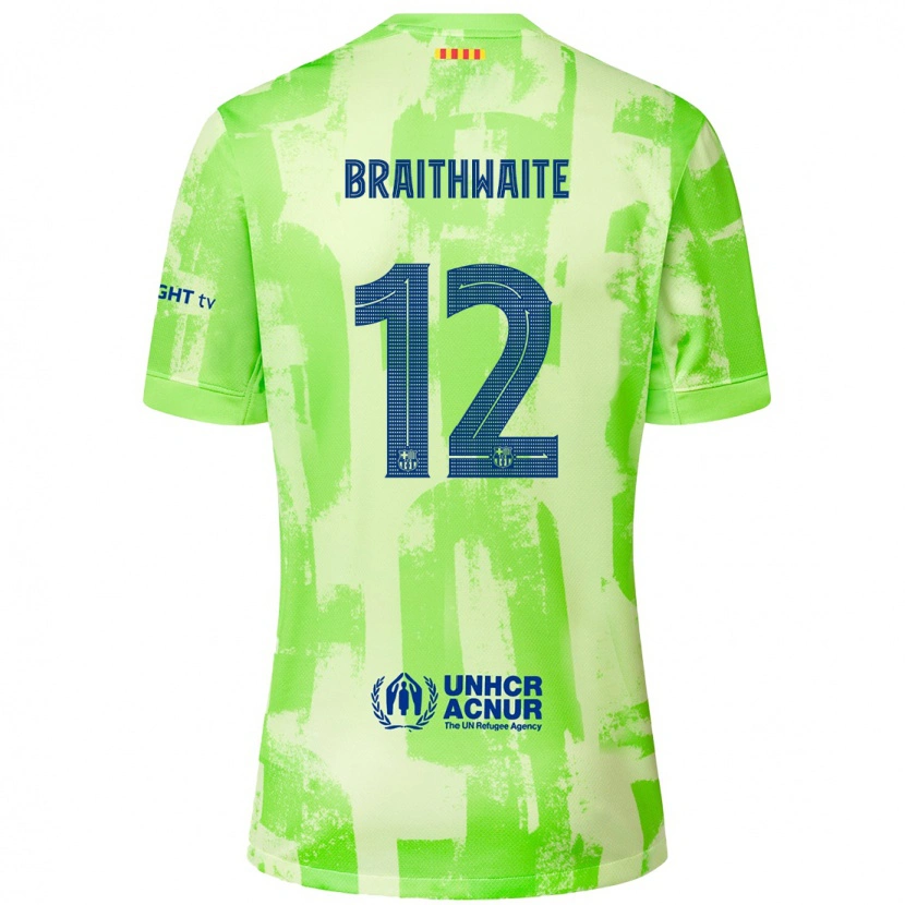 Danxen Bambino Maglia Martin Braithwaite #12 Lime Kit Gara Third 2024/25 Maglietta