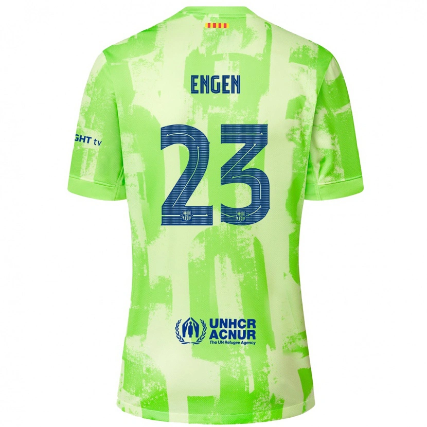 Danxen Bambino Maglia Ingrid Engen #23 Lime Kit Gara Third 2024/25 Maglietta