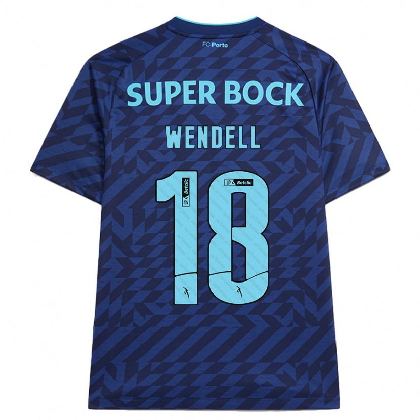 Danxen Bambino Maglia Wendell #18 Blu Navy Kit Gara Third 2024/25 Maglietta