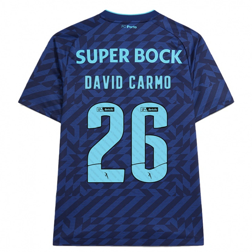 Danxen Bambino Maglia David Carmo #26 Blu Navy Kit Gara Third 2024/25 Maglietta
