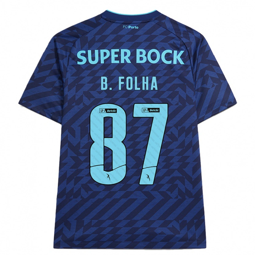 Danxen Bambino Maglia Bernardo Folha #87 Blu Navy Kit Gara Third 2024/25 Maglietta
