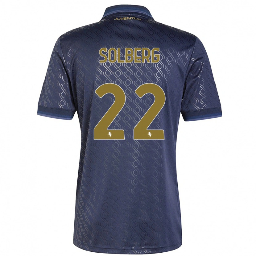 Danxen Bambino Maglia Elias Solberg #22 Blu Navy Kit Gara Third 2024/25 Maglietta