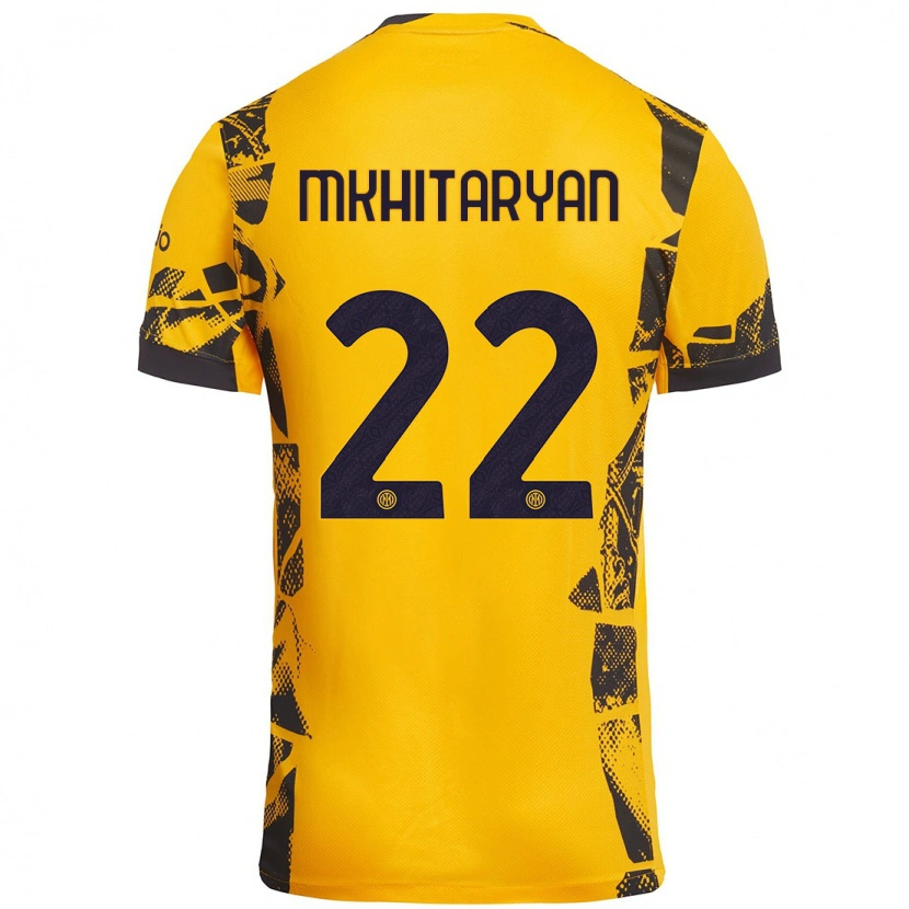 Danxen Bambino Maglia Henrikh Mkhitaryan #22 Oro Nero Kit Gara Third 2024/25 Maglietta