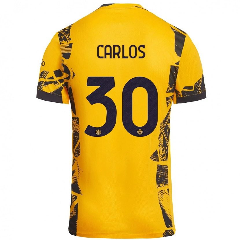 Danxen Bambino Maglia Carlos Augusto #30 Oro Nero Kit Gara Third 2024/25 Maglietta