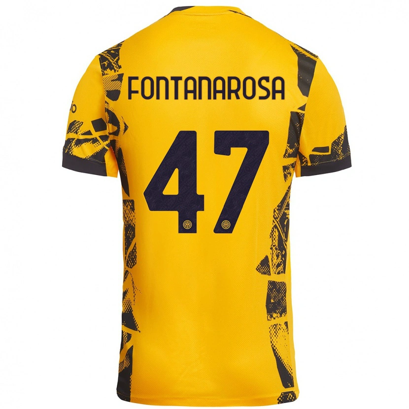 Danxen Bambino Maglia Alessandro Fontanarosa #47 Oro Nero Kit Gara Third 2024/25 Maglietta