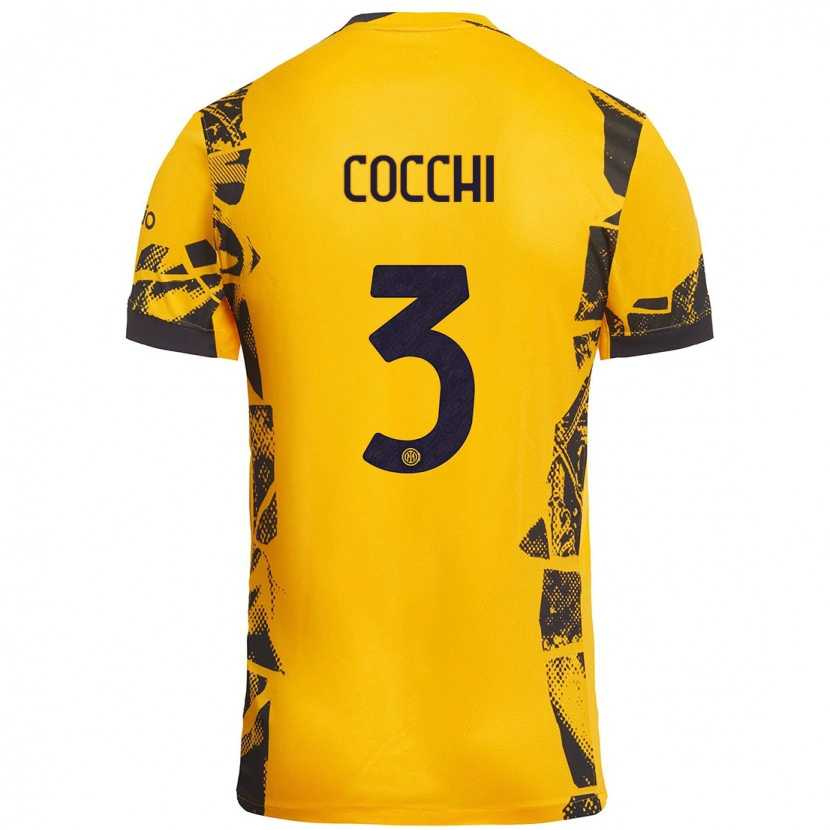 Danxen Bambino Maglia Matteo Cocchi #3 Oro Nero Kit Gara Third 2024/25 Maglietta
