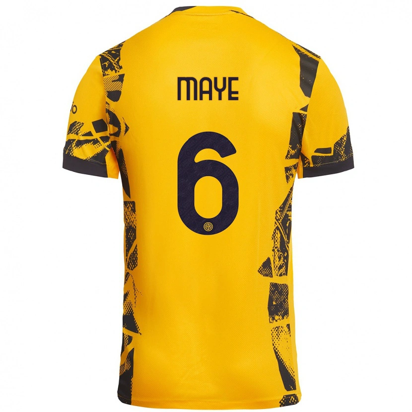 Danxen Bambino Maglia Yvan Maye #6 Oro Nero Kit Gara Third 2024/25 Maglietta