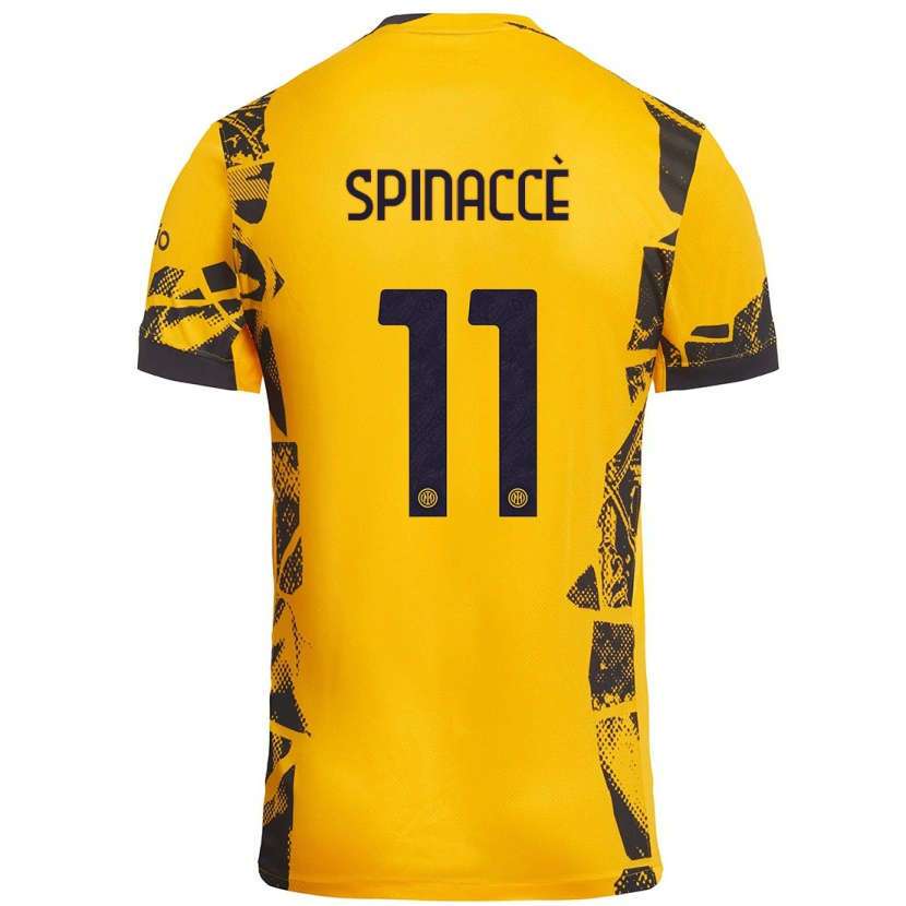 Danxen Bambino Maglia Matteo Spinaccè #11 Oro Nero Kit Gara Third 2024/25 Maglietta