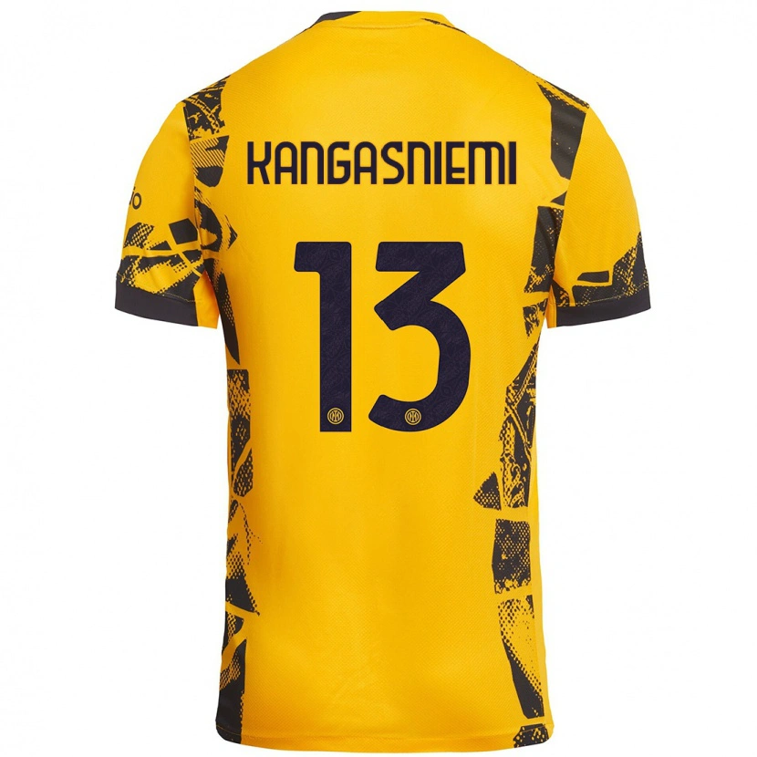 Danxen Bambino Maglia Ilari Kangasniemi #13 Oro Nero Kit Gara Third 2024/25 Maglietta