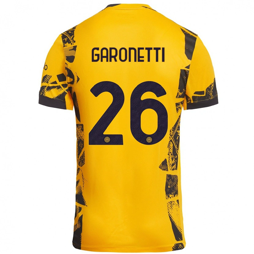 Danxen Bambino Maglia Gabriele Garonetti #26 Oro Nero Kit Gara Third 2024/25 Maglietta