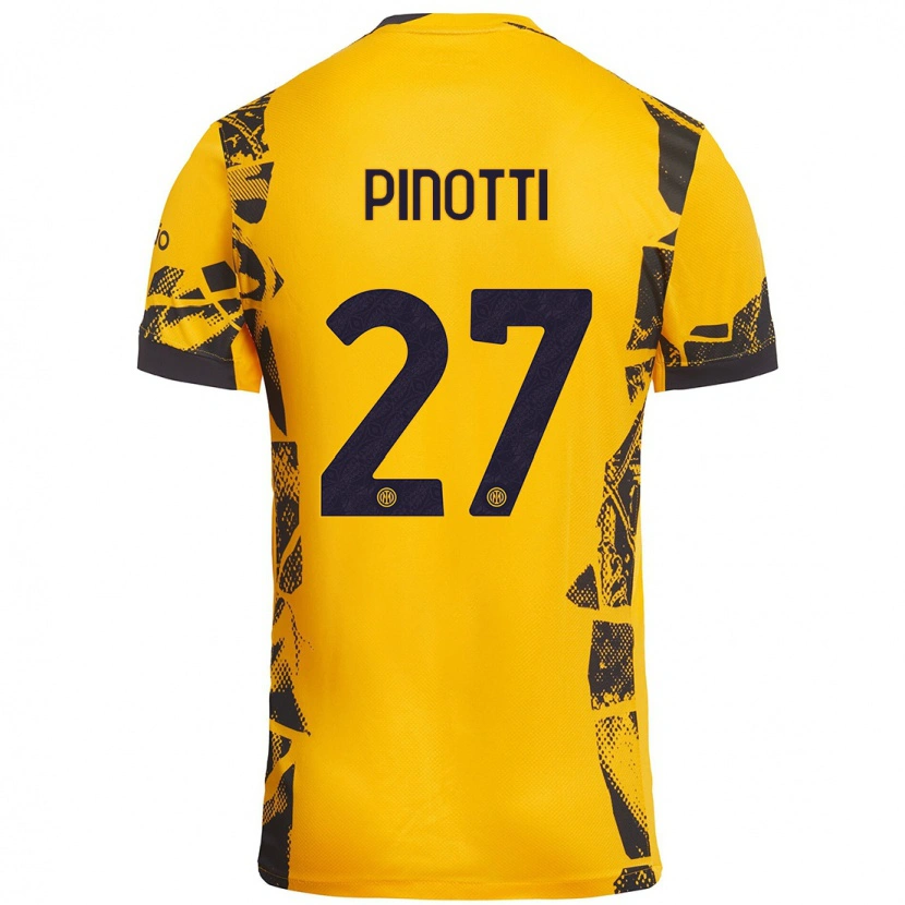 Danxen Bambino Maglia Manuel Pinotti #27 Oro Nero Kit Gara Third 2024/25 Maglietta