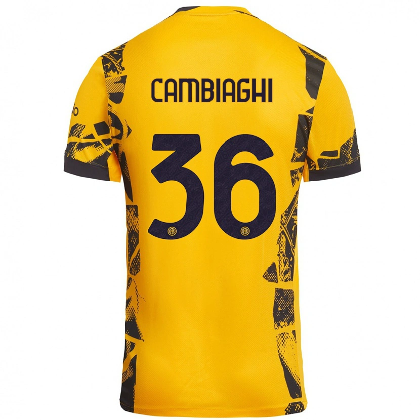 Danxen Bambino Maglia Michela Cambiaghi #36 Oro Nero Kit Gara Third 2024/25 Maglietta