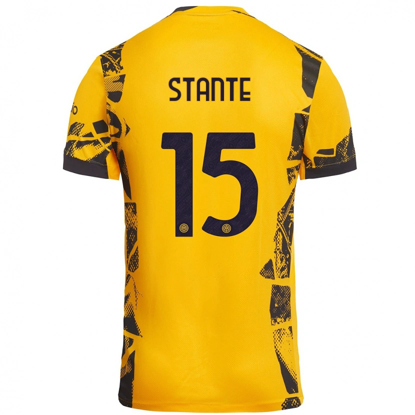 Danxen Bambino Maglia Francesco Stante #15 Oro Nero Kit Gara Third 2024/25 Maglietta
