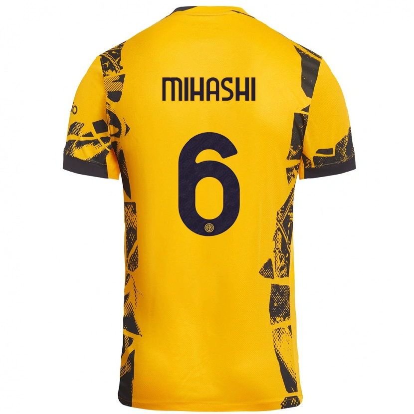 Danxen Bambino Maglia Mana Mihashi #6 Oro Nero Kit Gara Third 2024/25 Maglietta