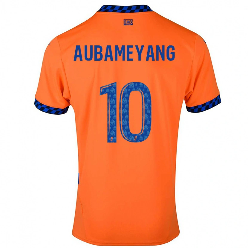 Danxen Bambino Maglia Pierre-Emerick Aubameyang #10 Arancione Blu Scuro Kit Gara Third 2024/25 Maglietta
