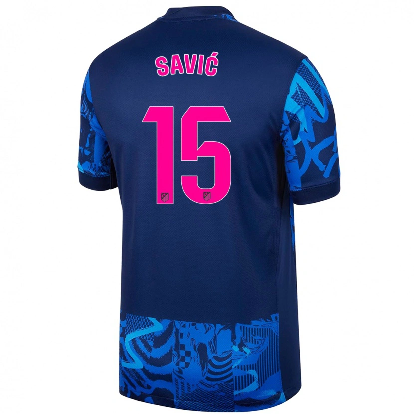 Danxen Bambino Maglia Stefan Savic #15 Blu Reale Kit Gara Third 2024/25 Maglietta