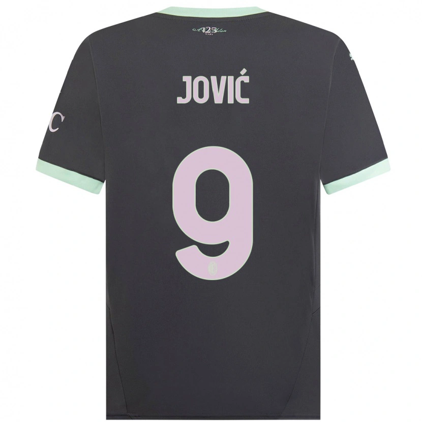Danxen Bambino Maglia Luka Jović #9 Grigio Kit Gara Third 2024/25 Maglietta
