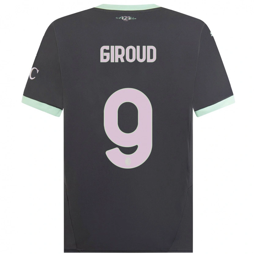 Danxen Bambino Maglia Olivier Giroud #9 Grigio Kit Gara Third 2024/25 Maglietta