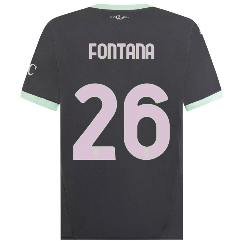 Danxen Bambino Maglia Francesco Fontana #26 Grigio Kit Gara Third 2024/25 Maglietta