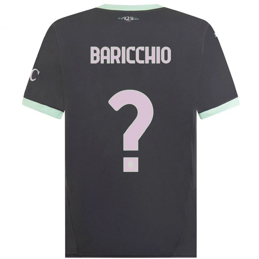 Danxen Bambino Maglia Luca Baricchio #0 Grigio Kit Gara Third 2024/25 Maglietta