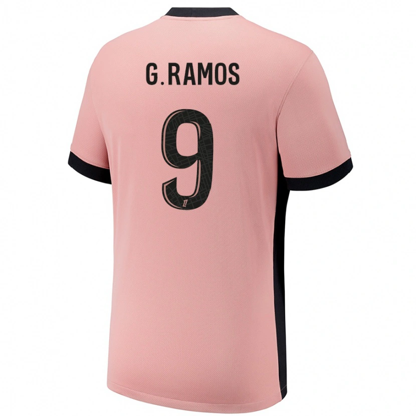 Danxen Bambino Maglia Gonçalo Ramos #9 Rosa Ruggine Kit Gara Third 2024/25 Maglietta