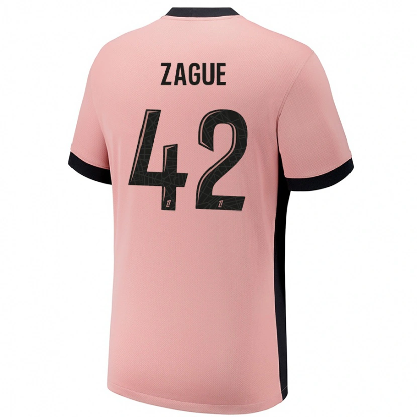 Danxen Bambino Maglia Yoram Zague #42 Rosa Ruggine Kit Gara Third 2024/25 Maglietta