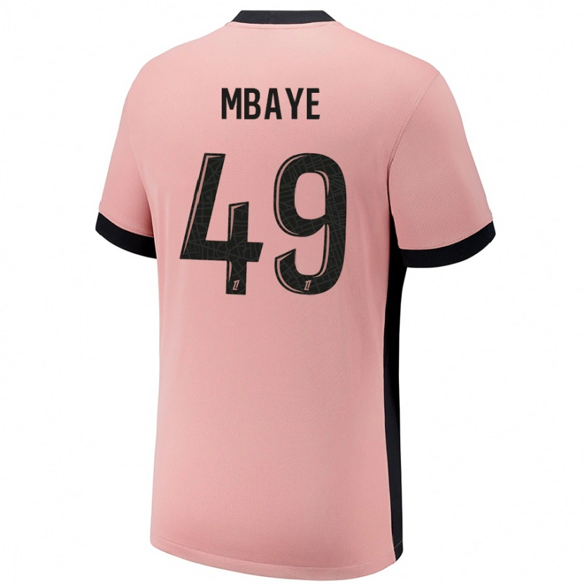 Danxen Bambino Maglia Ibrahim Mbaye #49 Rosa Ruggine Kit Gara Third 2024/25 Maglietta