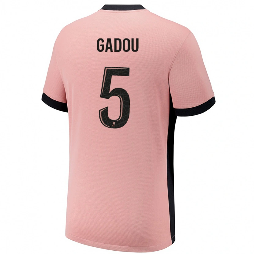 Danxen Bambino Maglia Joane Gadou #5 Rosa Ruggine Kit Gara Third 2024/25 Maglietta