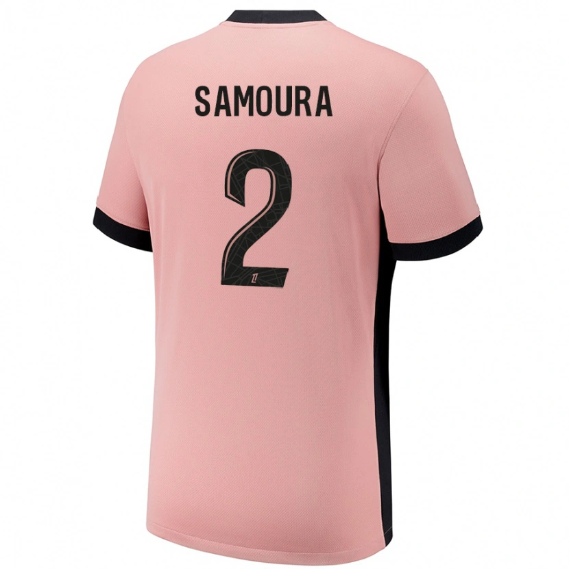 Danxen Bambino Maglia Thiniba Samoura #2 Rosa Ruggine Kit Gara Third 2024/25 Maglietta