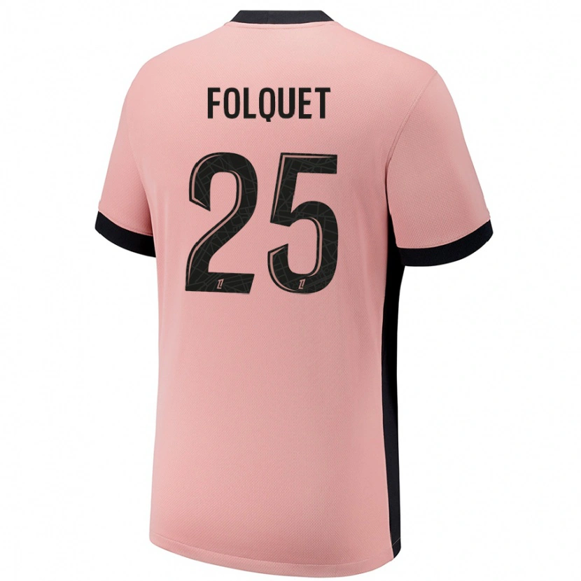 Danxen Bambino Maglia Magnaba Folquet #25 Rosa Ruggine Kit Gara Third 2024/25 Maglietta