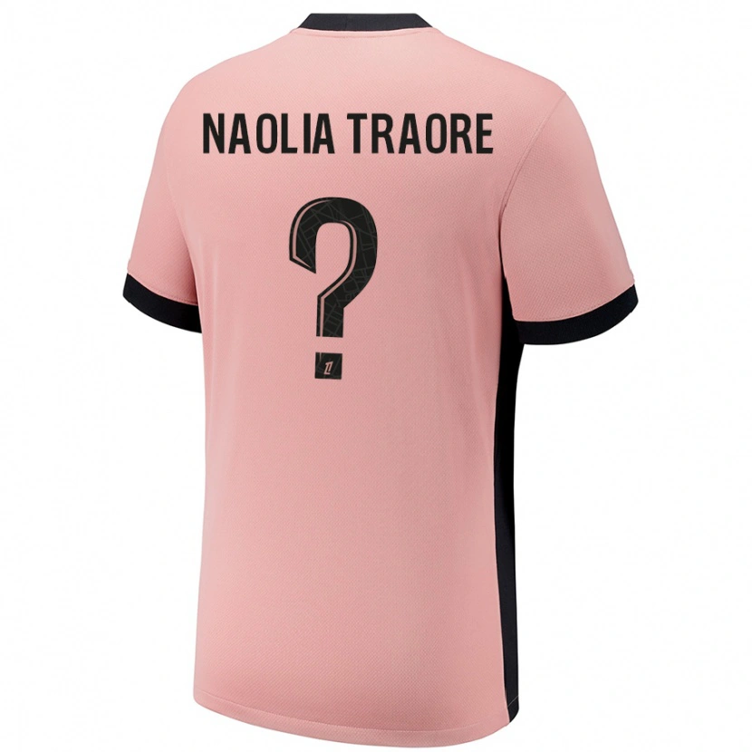 Danxen Bambino Maglia Naolia Traore #0 Rosa Ruggine Kit Gara Third 2024/25 Maglietta