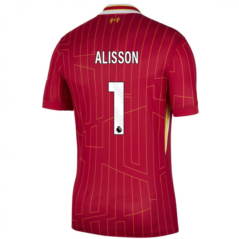 Danxen Uomo Maglia Alisson #1 Rosso Giallo Bianco Kit Gara Home 2024/25 Maglietta