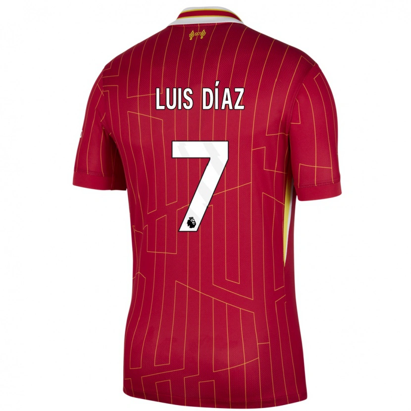 Danxen Uomo Maglia Luis Díaz #7 Rosso Giallo Bianco Kit Gara Home 2024/25 Maglietta