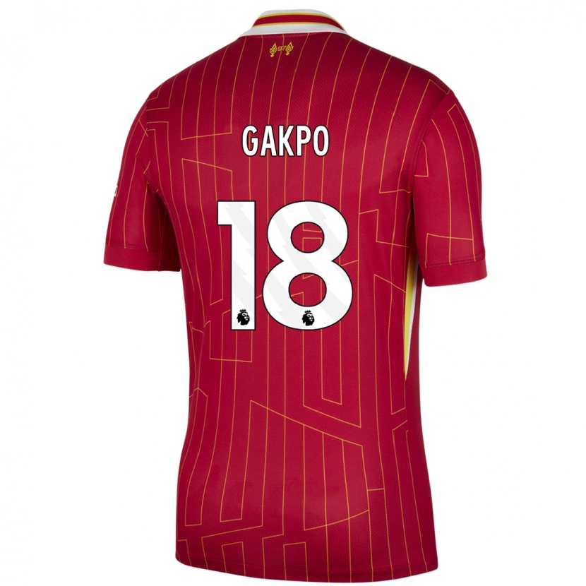 Danxen Uomo Maglia Cody Gakpo #18 Rosso Giallo Bianco Kit Gara Home 2024/25 Maglietta