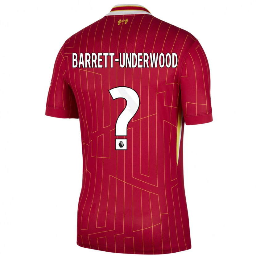 Danxen Uomo Maglia Keehan Barrett-Underwood #0 Rosso Giallo Bianco Kit Gara Home 2024/25 Maglietta
