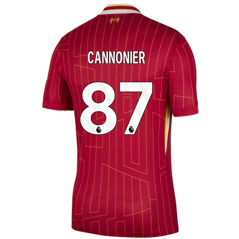 Danxen Uomo Maglia Oakley Cannonier #87 Rosso Giallo Bianco Kit Gara Home 2024/25 Maglietta