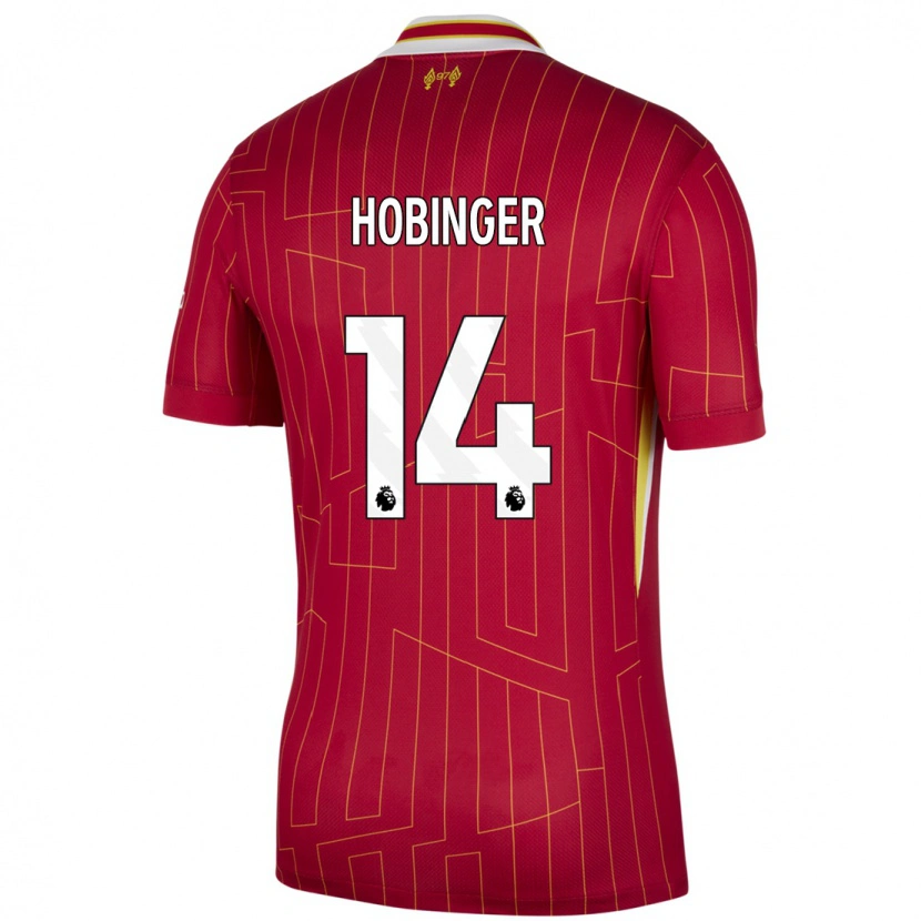 Danxen Uomo Maglia Marie Höbinger #14 Rosso Giallo Bianco Kit Gara Home 2024/25 Maglietta