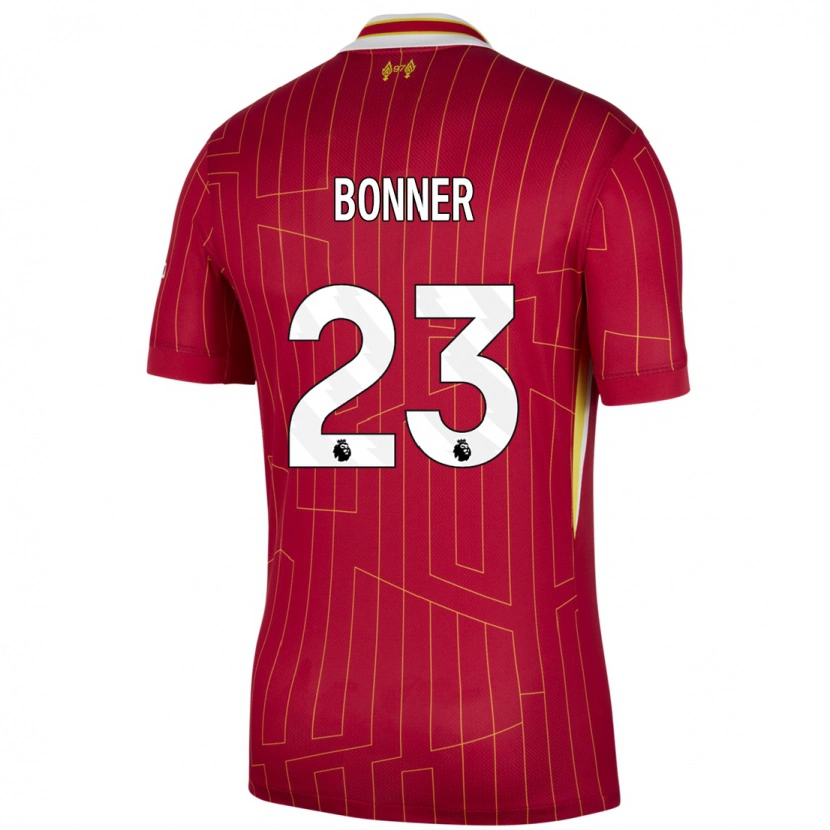 Danxen Uomo Maglia Gemma Bonner #23 Rosso Giallo Bianco Kit Gara Home 2024/25 Maglietta